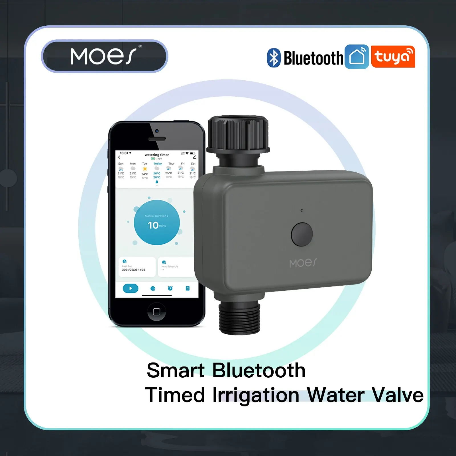 Moes Smart Tuya Bluetooth Watertimer Regen Vertraging Programmeerbare Irrigatietimer met Automatische en Handmatige Watering