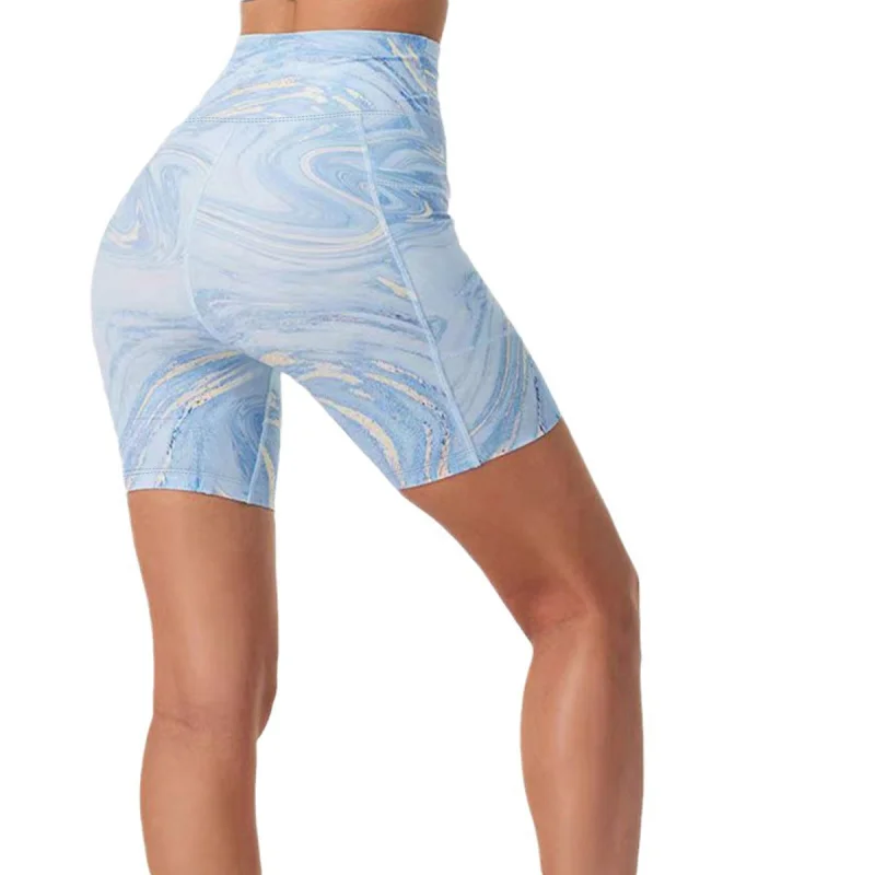 WESTSHAN-pantalones cortos con estampado de Yoga para mujer, Shorts ajustados para correr, talla europea y estadounidense, alta calidad, cintura alta, levantamiento de cadera