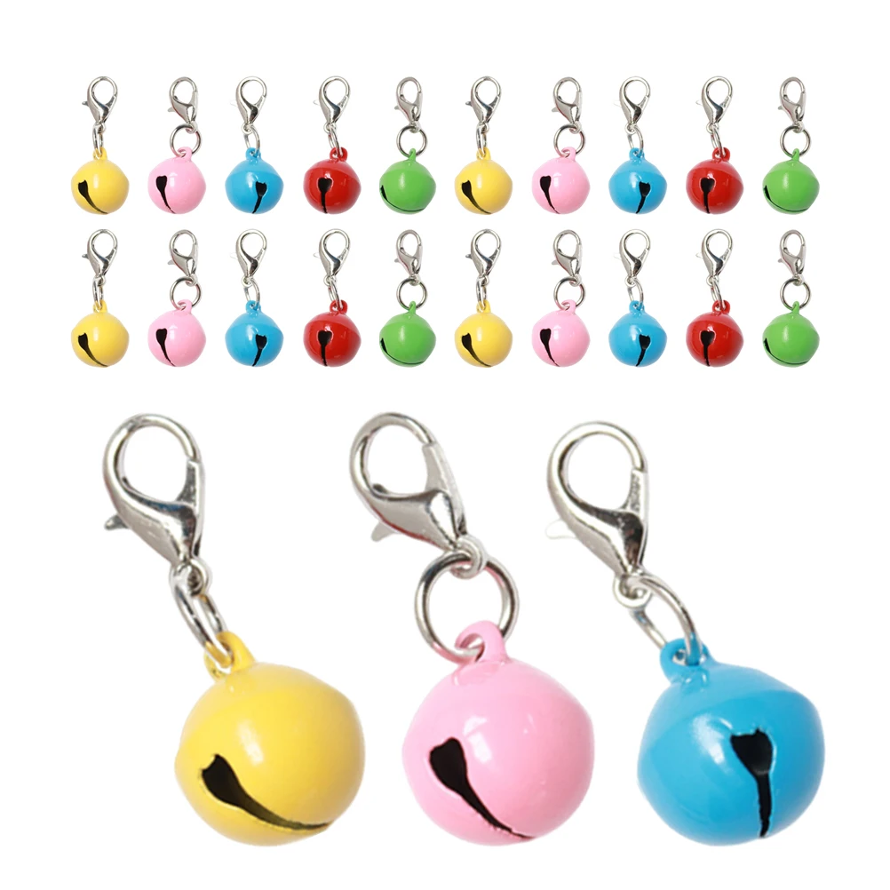 

20 Pcs Pet Collar Bells Colorful Iron Accessories Fade Resistant Small Bell Pendants for Dogs Cats Diy Craft Decorations Hanging