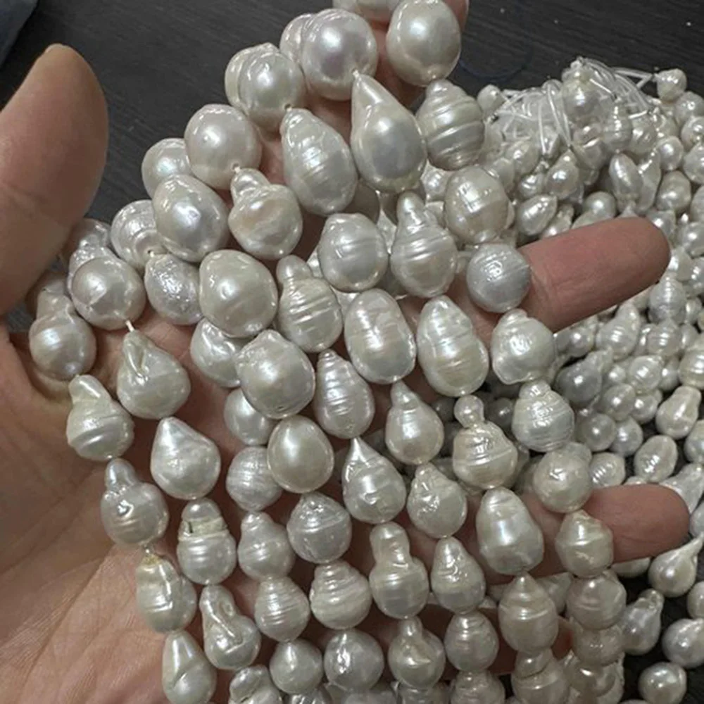 

13-14mm AAAA Natural Freshwater White Baroque Irregular Pearl Bead Jewelry Gift Make DIY Necklace Bracelet Accessories Wedding