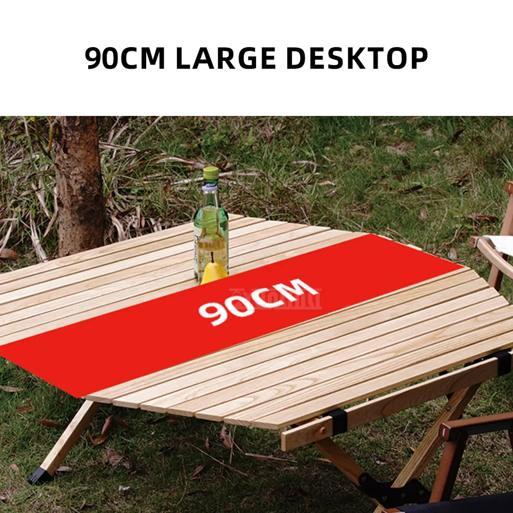 Beech Wood Roll Top Table, Octagonal Camping Table, Outdoor Folding Barbecue Table, Picnic Equipment