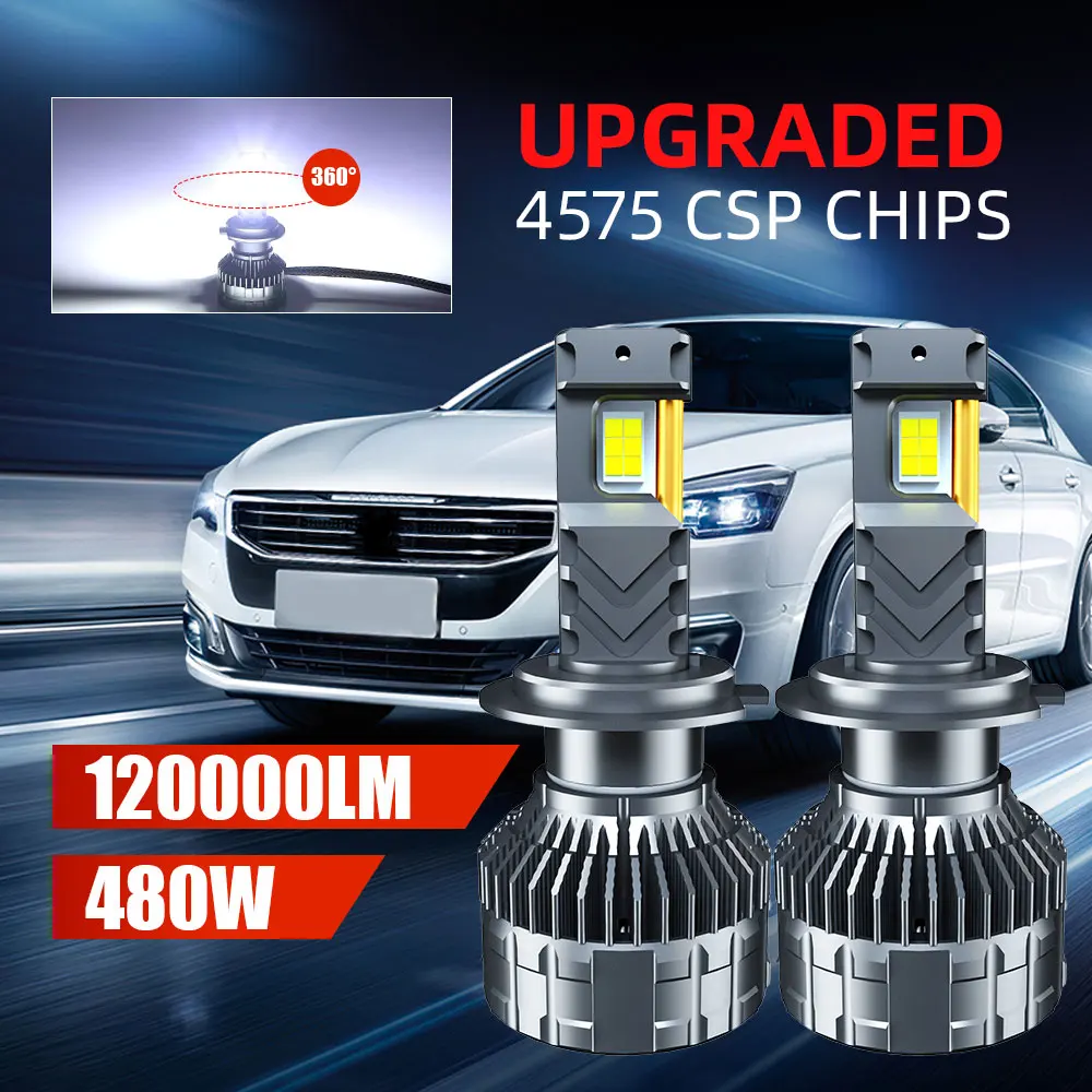 

H7 Led Canbus Headlight High Power 480W 120000LM 4875 CSP LED H11 9005 HB3 Lights Plug-N-Play Bulbs 2PC Fog Lights Auto Lamp 12V