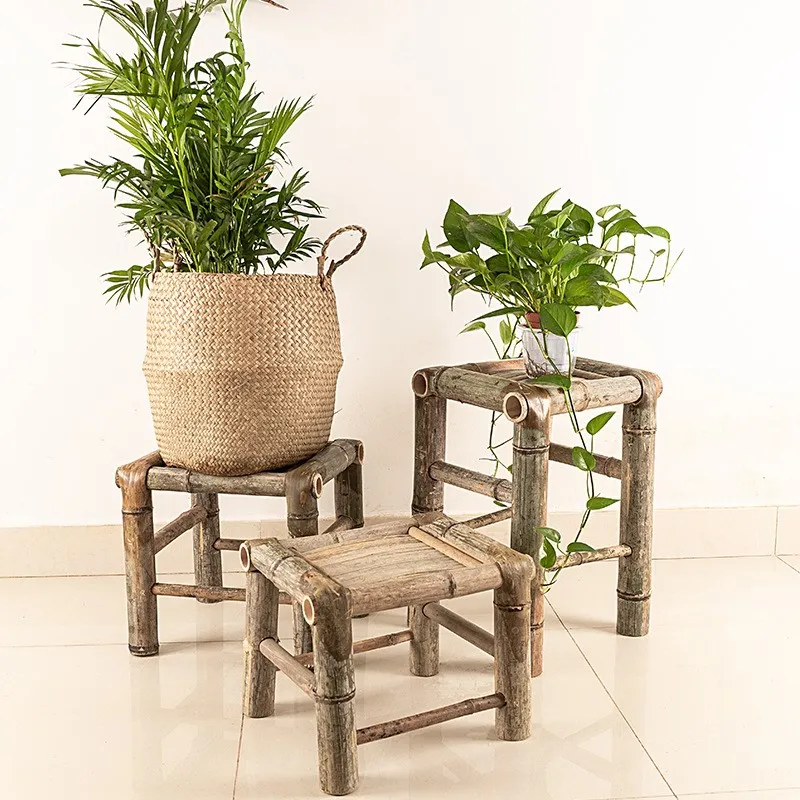Traditional hand woven shoe changing stool, antique style photography, natural and environmentally friendly bamboo woven stools