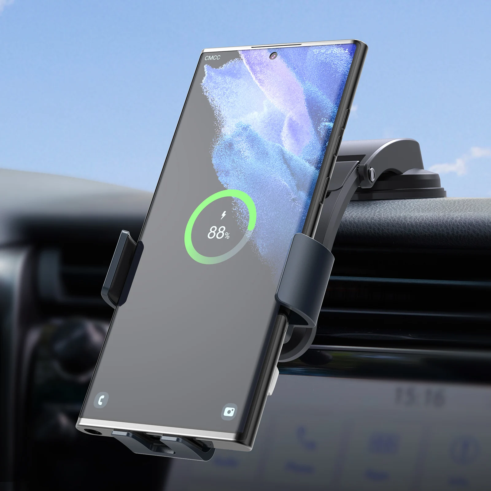 For Samsung Galaxy Z Flip 3/4 Fan Cooling Dual Coil Mobile Phone Holder Wireless Charger Suitable for Folding Screen