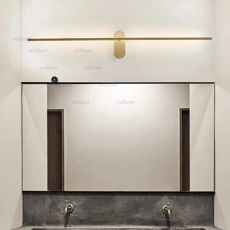 Iron Acrylic Wall Sconce Minimalist LED Lamp Copper Color Hotel Mall Shop Aisle Lounge Bedside Creative Dual Use Vanity Lighting