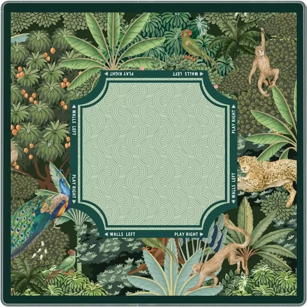 Exotic Rainforest Animal Print Square Mah Jong Mat Shock Absorbing Table Cover for Game Night and Mahjong Lovers Gift