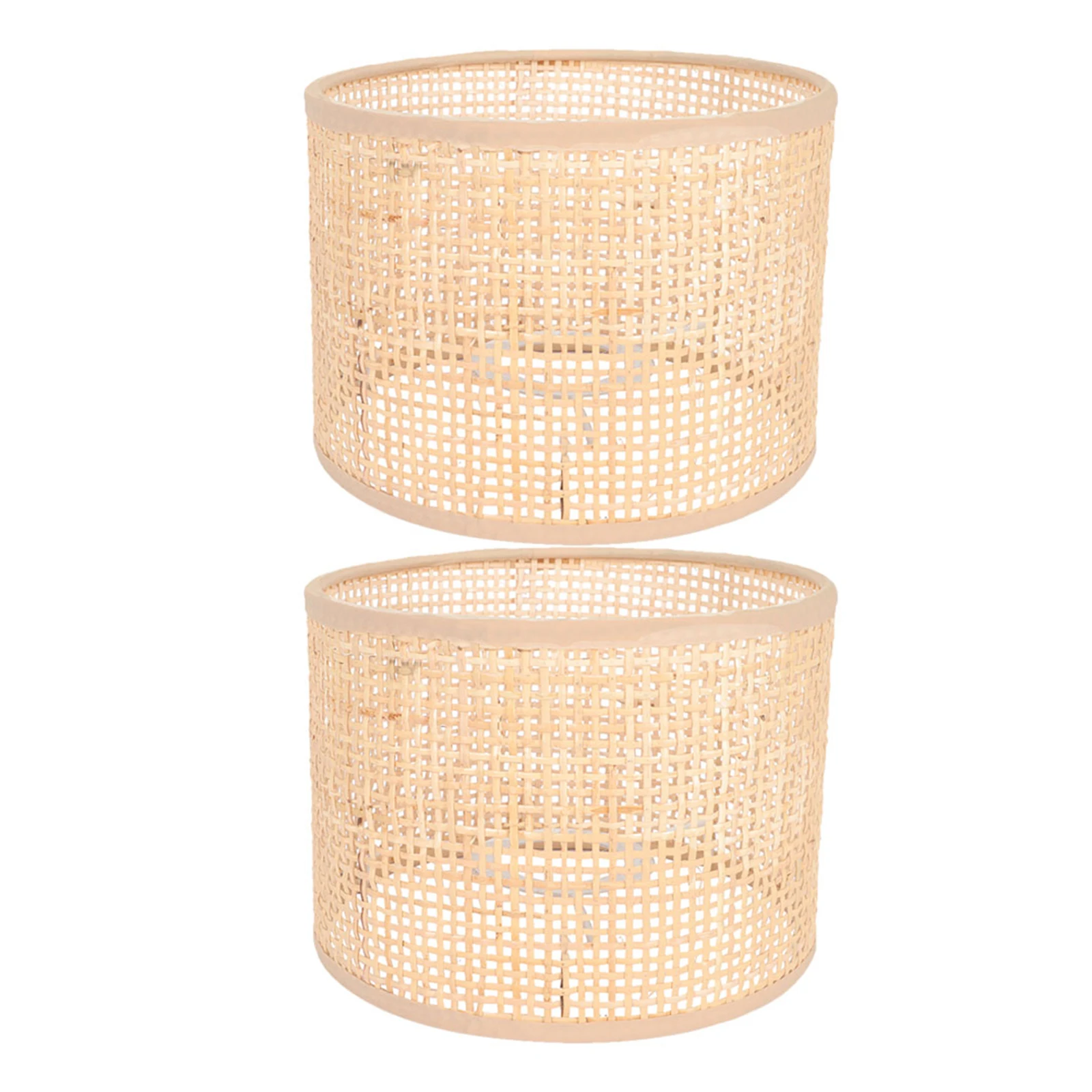 

2pcs Woven Lampshade Rattan Decorative Light Cover Natural Material Soft Lighting For Living Room Bedroom Restaurant Cafe