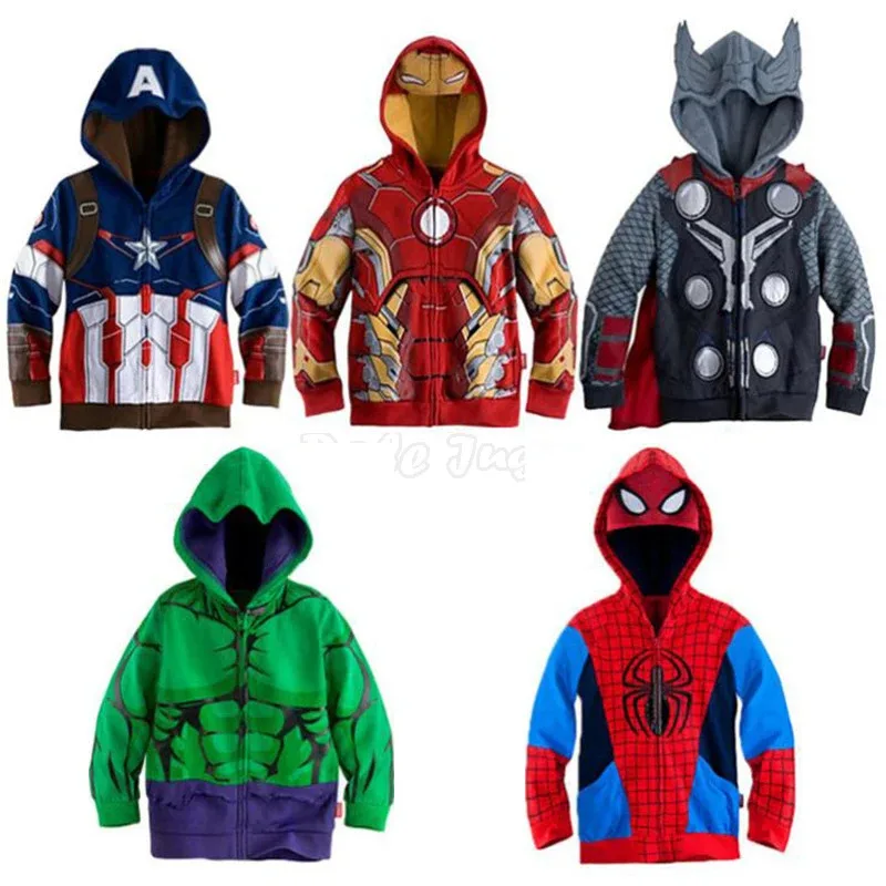 

Kids Boys Hulk Thor Iron and Man Hoodies Cosplay Costume Fashion Cartoon Print Zipper Hooded Coat Jacket Children Clothes