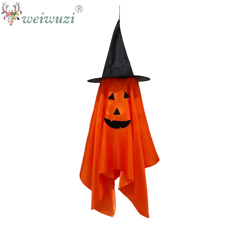Halloween Costume Props Cute Cosplay Costume Pumpkin Ghost Hanging Ornament With Witch Hat for Halloween Party Yard Scene Decor