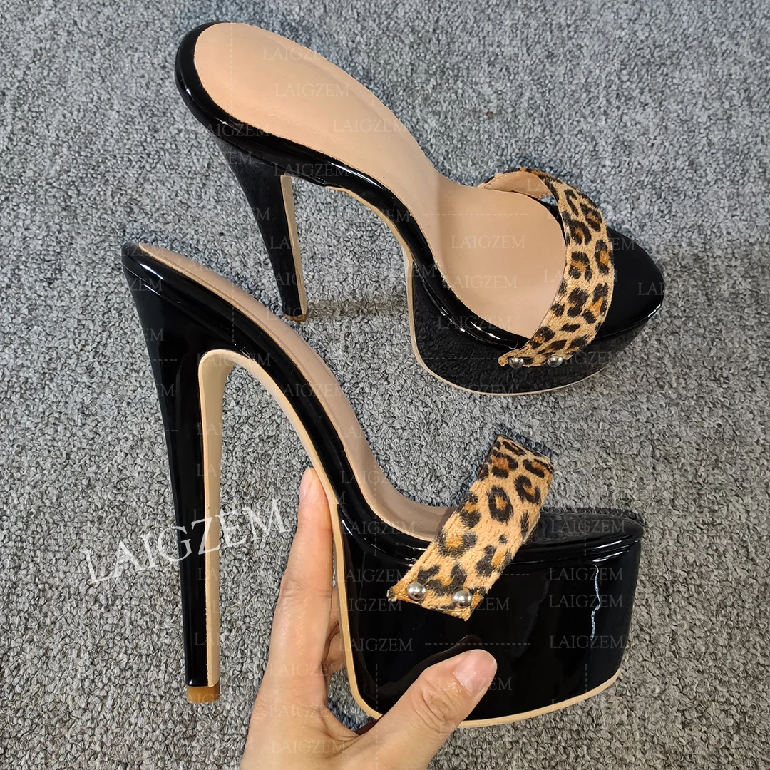 ZHIMA Women Mules Open Toe Pumps Thin High Heels Sandals Party Prom Handmade Ladies Shoes Woman Plus Big Size 39 41 43 45 50 52