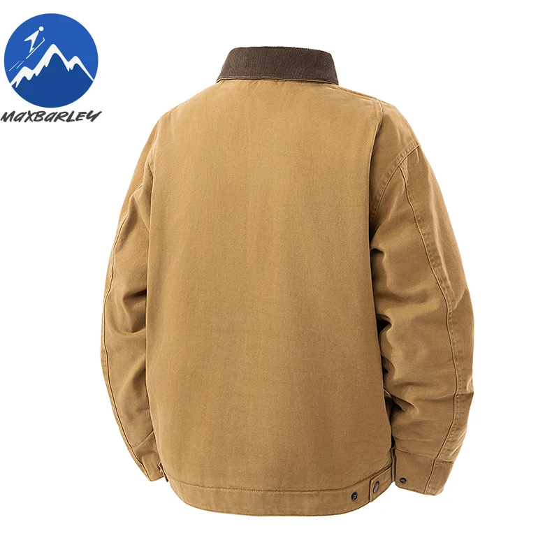 Men Quilted Jacket Vintage American Style Street Windproof Tooling Coat Casual Lapel Outdoor Riding Thickened Warm Winter Parka