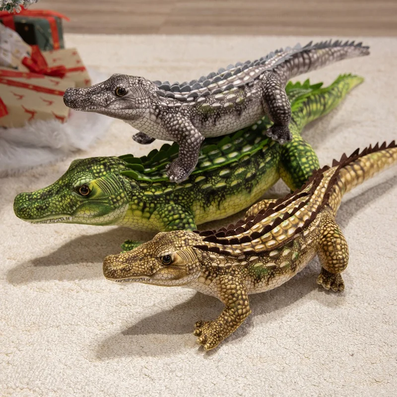 65/90CM Simuliertes Krokodil-Plüschtier Weiches Gestopftes Lebensechtes Grün-Grau-Braunes Riesiges Alligator-Sofakissen – Detail 14
