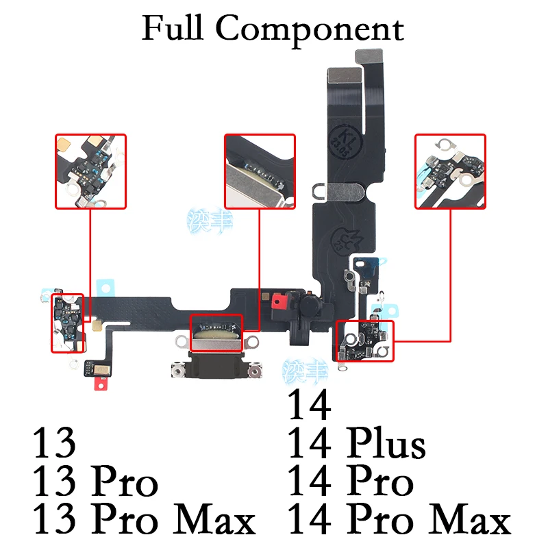 USB Port Charger Dock Connector Mic Cable for IPhone 13P 13PM 14P 14PM 13 14 Pro Max Plus Dock Charging Board Flex Module