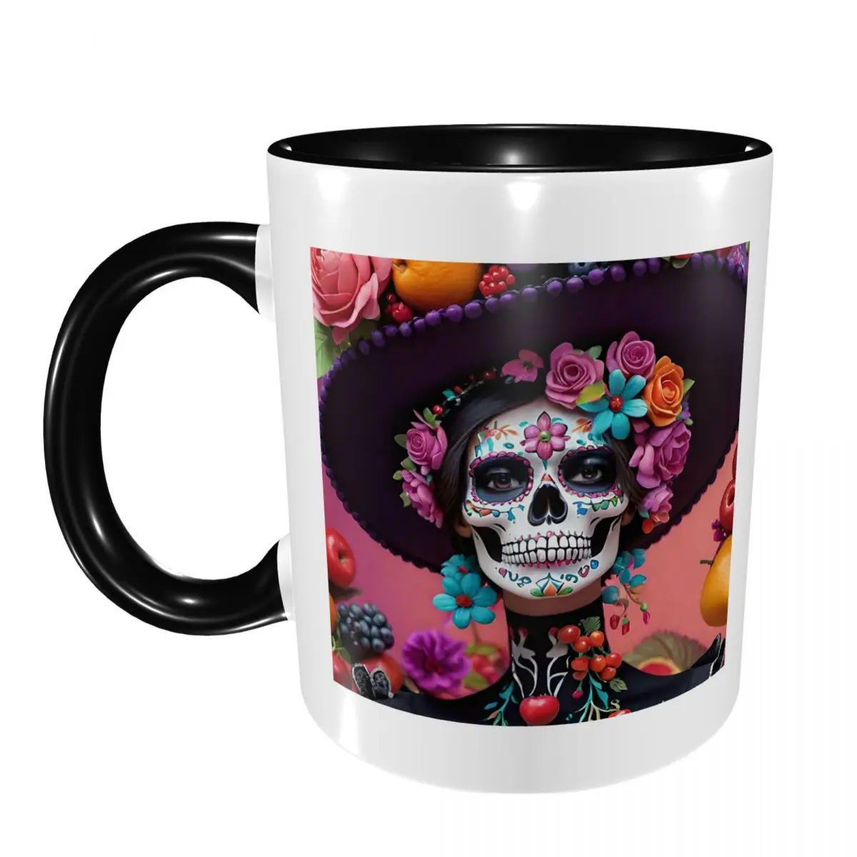 Day Of The Dead Sugar Skull Mexican Girl Mug Funny Ceramic Coffee Cups Tea Mugs Milk Cup Drinkware Gift for Friends