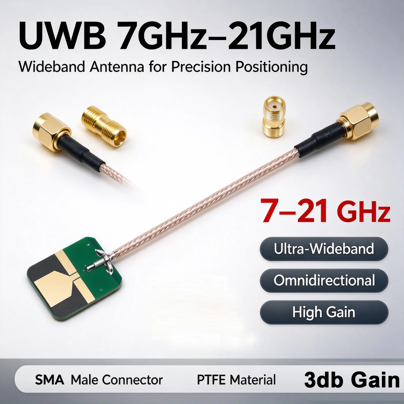UWB 7GHz–21GHz Omnidirectional Antenna 3dBi HAM Radio Amplifier High‑Frequency RF Signal Testing Positioning Communication ANT
