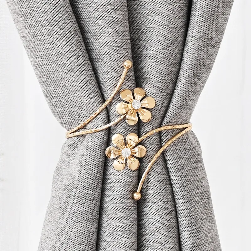 

Metal Curtain Tiebacks Multiple Uses Pendant for Living Room Bedroom Decor Rope Hooks Modern Curtain Accessories Flower Shape
