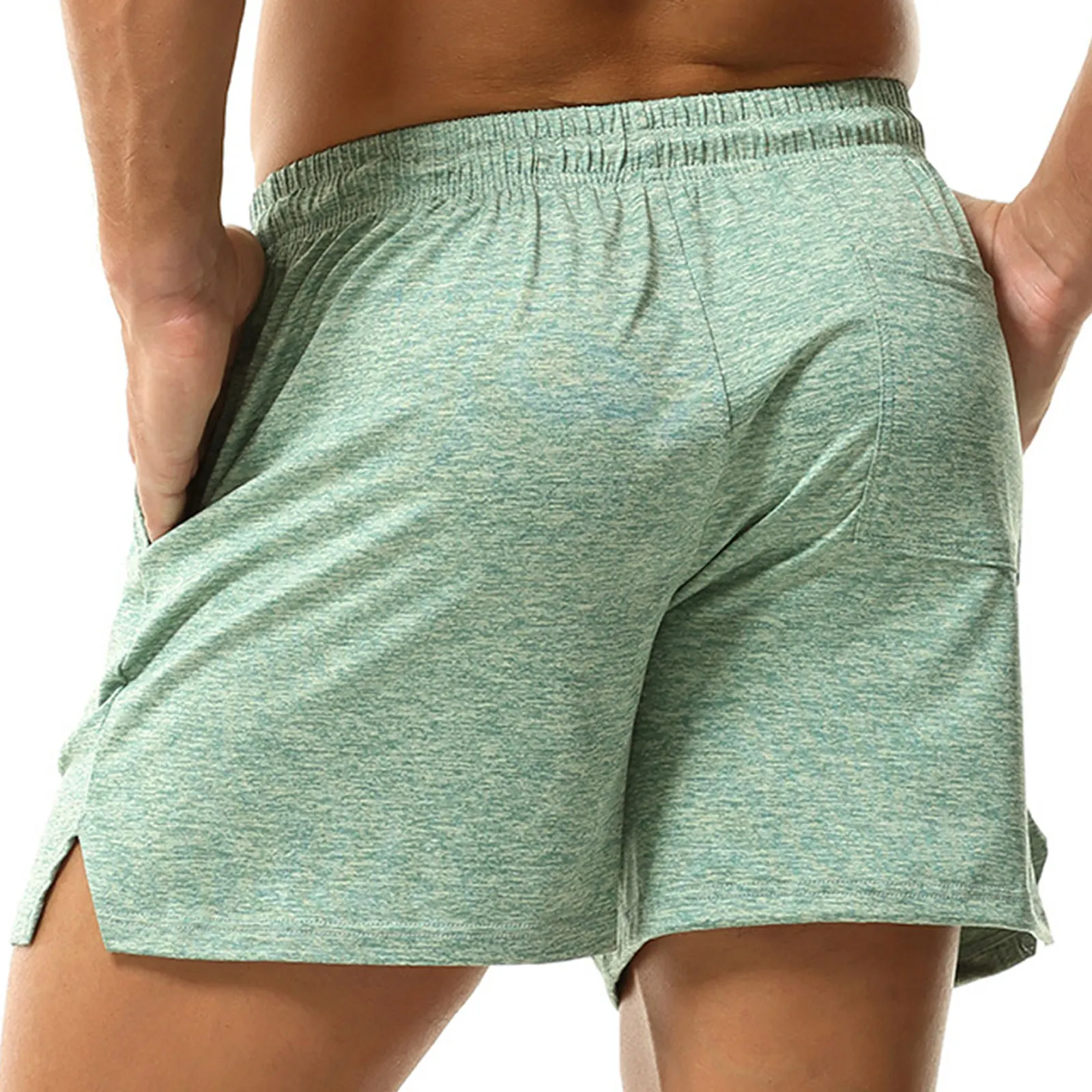 Men Quick Drying Breathable Sides Split Athletic Casual Shorts with Pockets for Summer Workout Exercise Running Cycling