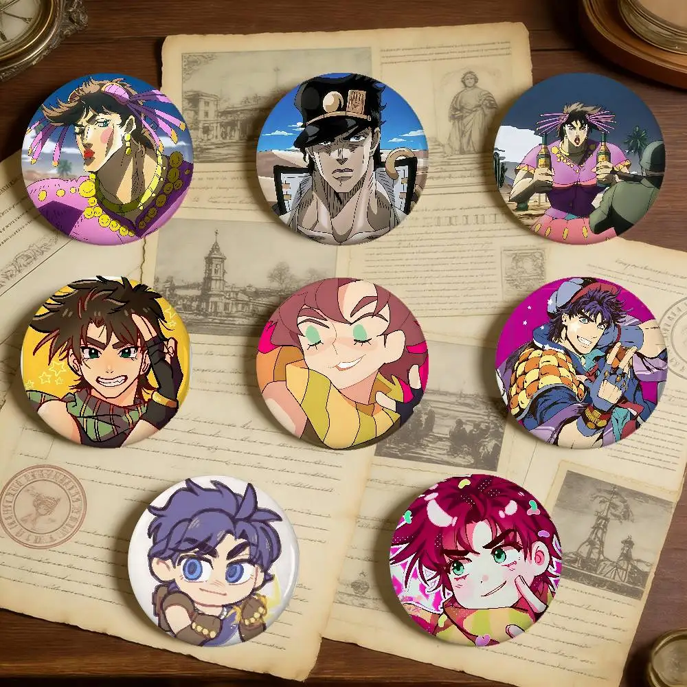 Jojo's Matching Icons! Badges Peripheral Lapel Pins Tinplate Round Brooch For Shoulder Bag Accessories Souvenir Gifts