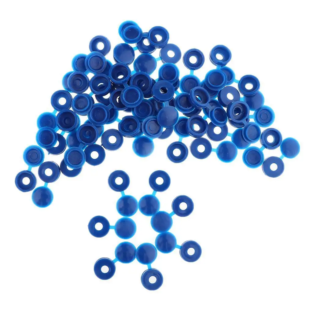 50pcs Furniture Decorative Cover Plastic Hinged Fold Snap Screw Caps Blue