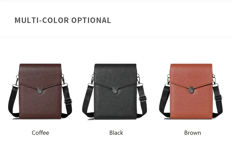 Doppellagige Umhängetasche, neutrale Business-Geldtasche, Umhängetasche aus PU-Leder – Detail 5