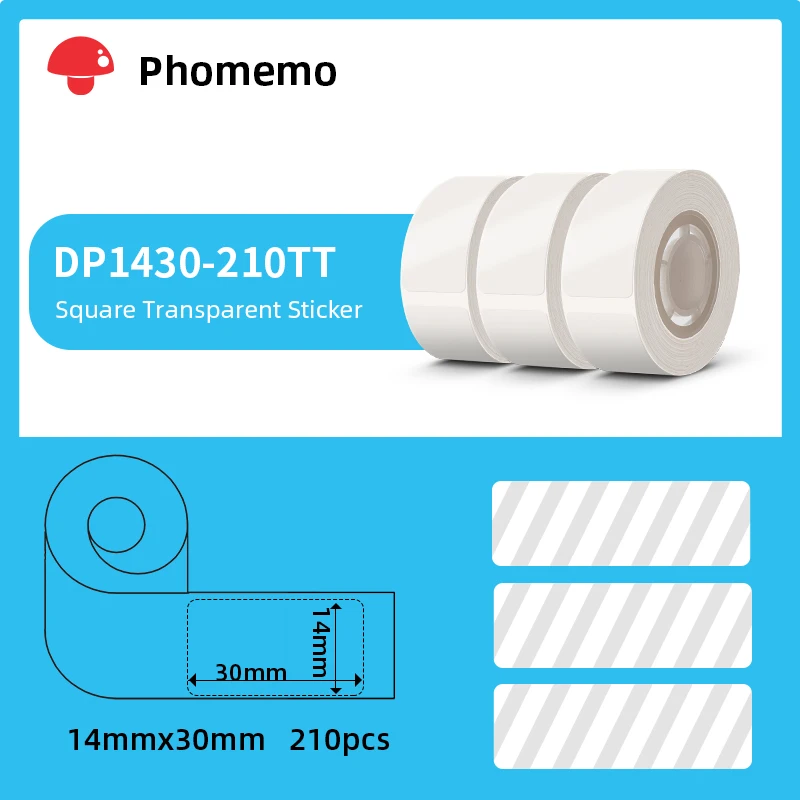 Phomemo D30 Thermal Label Self-Adhesive Label Paper Transparent Circle for D30/D30Pro Label Printer Suitable for Home Office