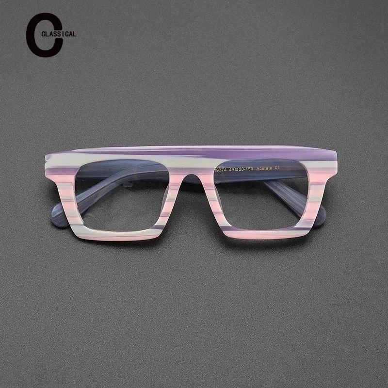 High Quality Color Anti-blue Light Acetate Square Women Eyeglasses Frame Optical Lenses Handmade Men Myopia Eyeglasses Frame