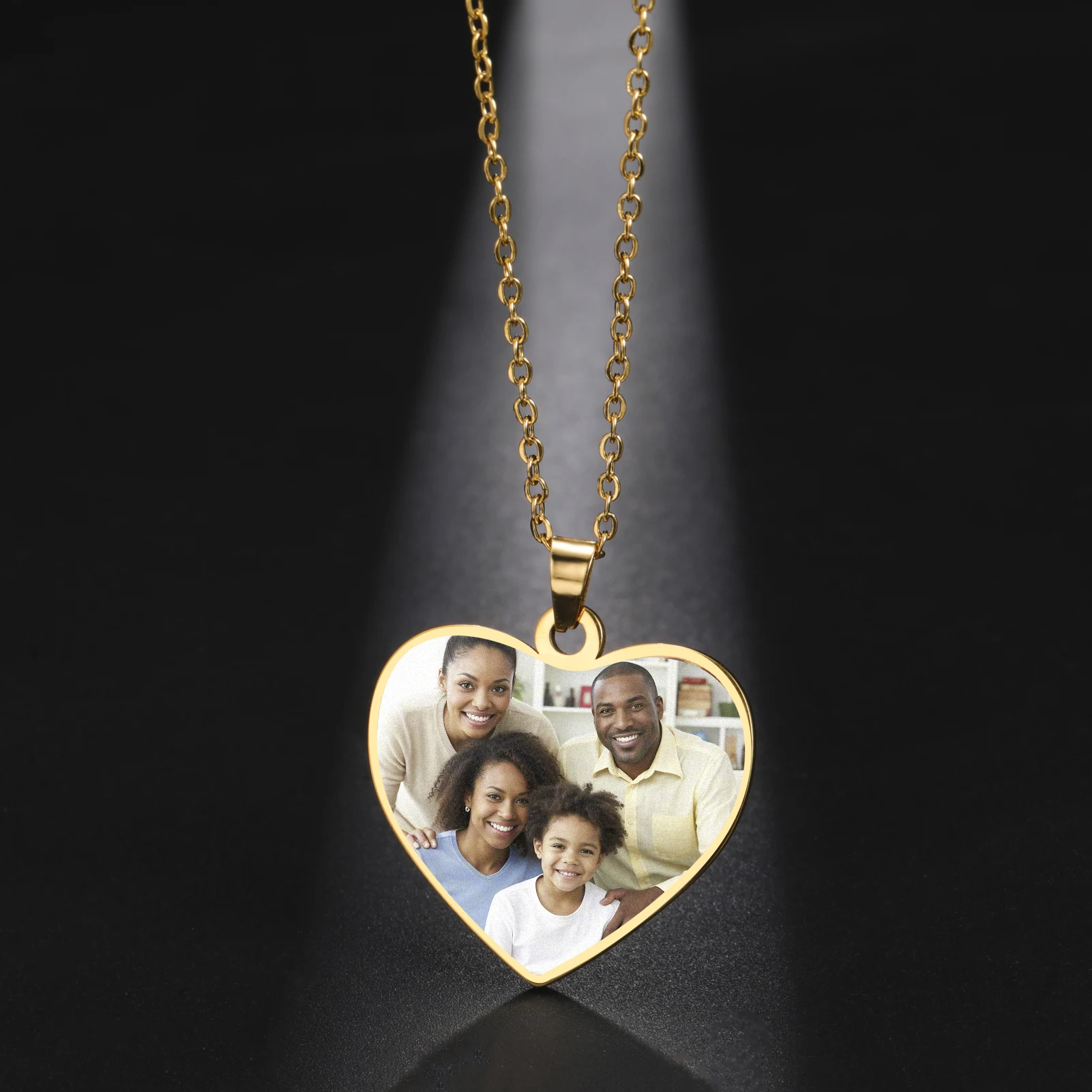 COOLTIME Benutzerdefinierte Herz Bild Halskette Edelstahl Personalisierte Anhänger Druck Foto Halskette Schmuck Großhandel – Detail 4