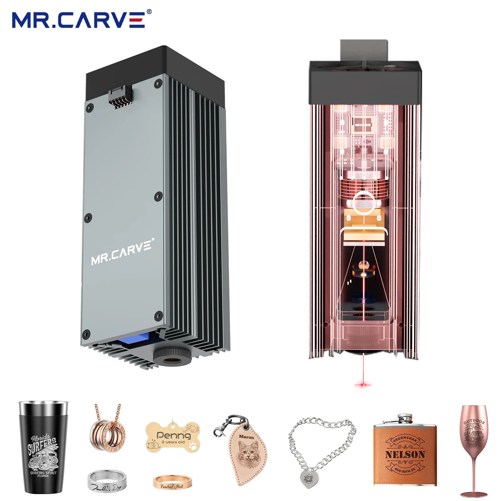 MR.CARVE Fiber Laser 1064nm Infrared Laser Head Module Suitable for Laser Engraving Machine Engrave All Metal Leather Plastic