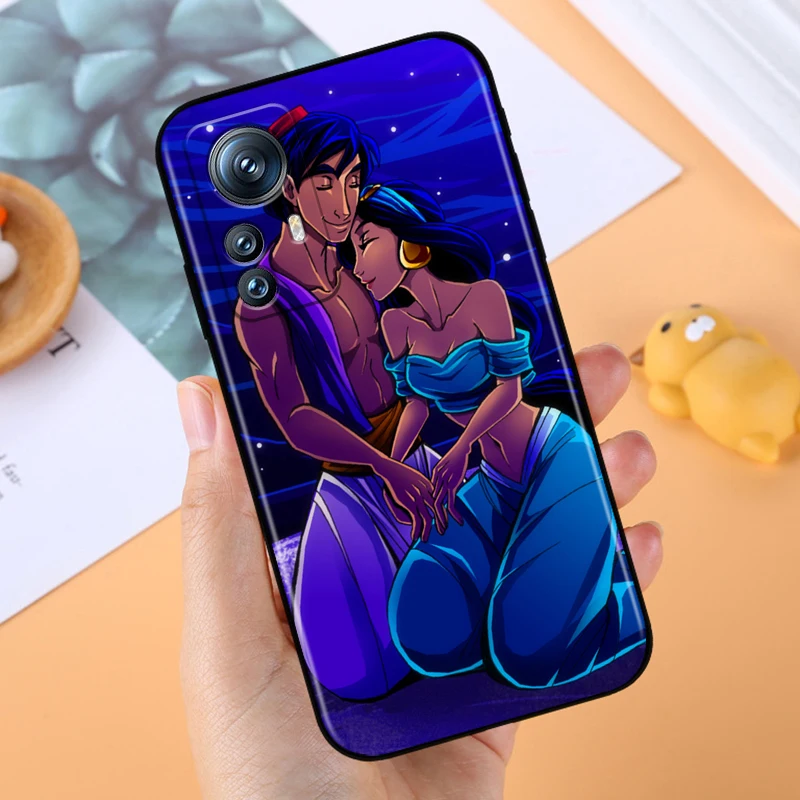 Princess Disney Aladdin For Xiaomi Mi 13T 13 12T 12 11T 11i 11 A3 10T 10 9 Pro Lite Ultra 5G Black Funda Phone Case