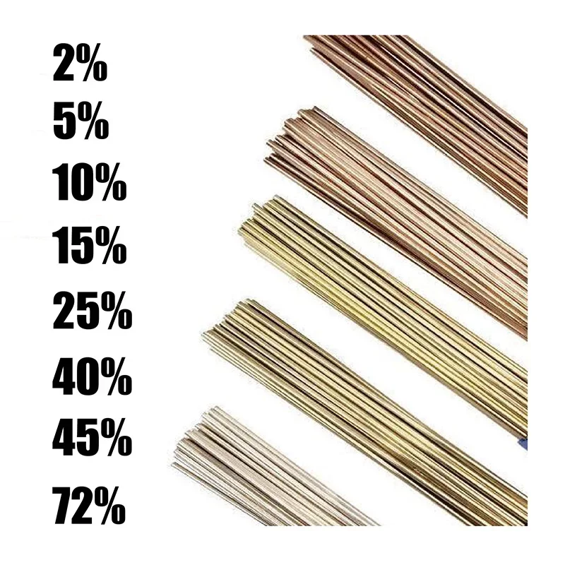 Varillas de soldadura de soldadura de soldadura de baja temperatura de alambre de soldadura de plata 2% 5% 10% 15% 25% 40% 45% 72%