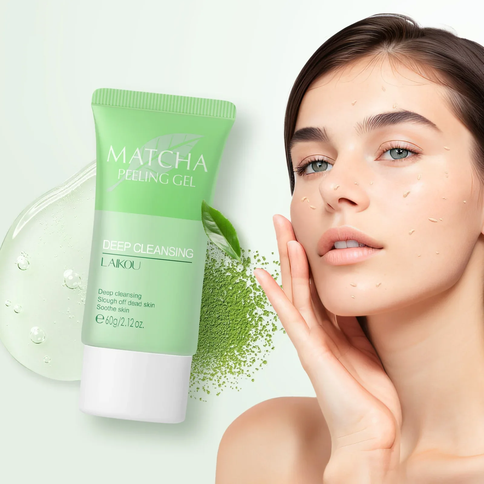 

LAIKOU Matcha Facial Scrub Gel Deep Cleaning Wash Exfoliating Face Cream Cleanser Moisturizing Oil Control Skin Care Exfoliator