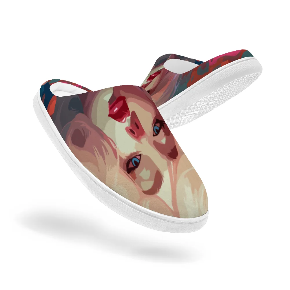 

Stylish lady printed cotton slippers high quality soft and comfortable warm and relaxing and breathable