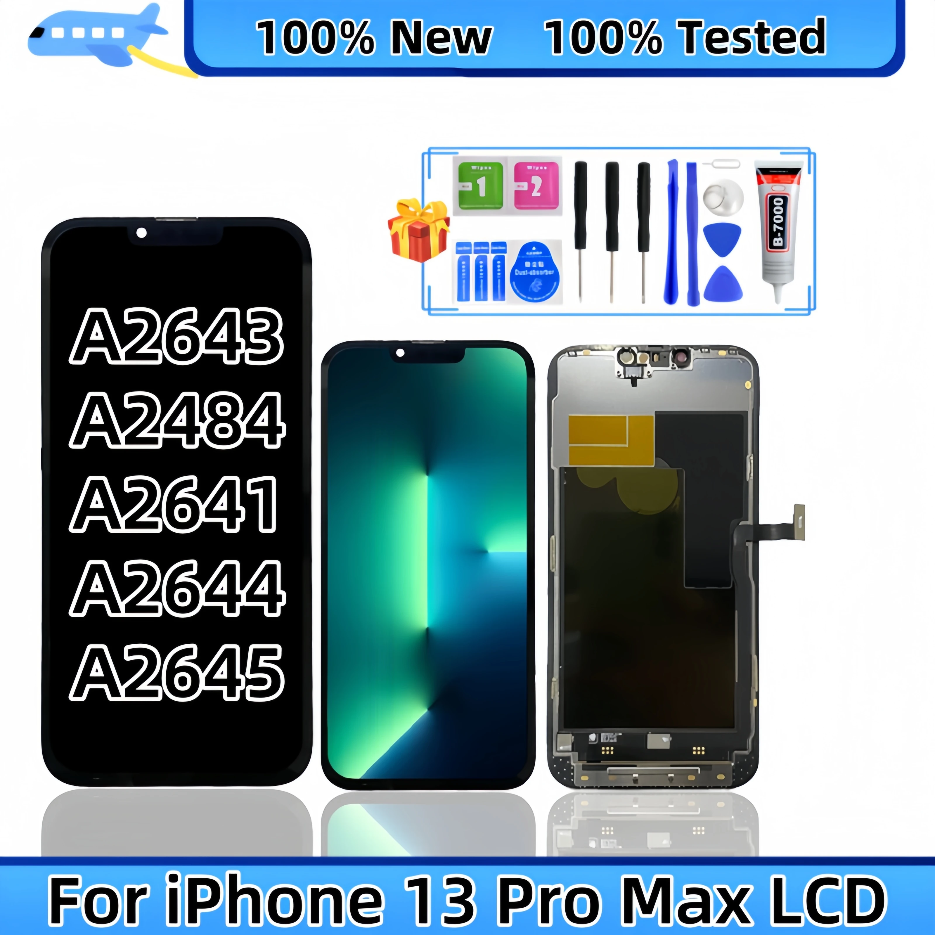 LCD Display Touch Screen Digitizer Assembly Replacement,Fit for iPhone 13 Pro Max, A2643, A2484, A2641, A2644, A2645