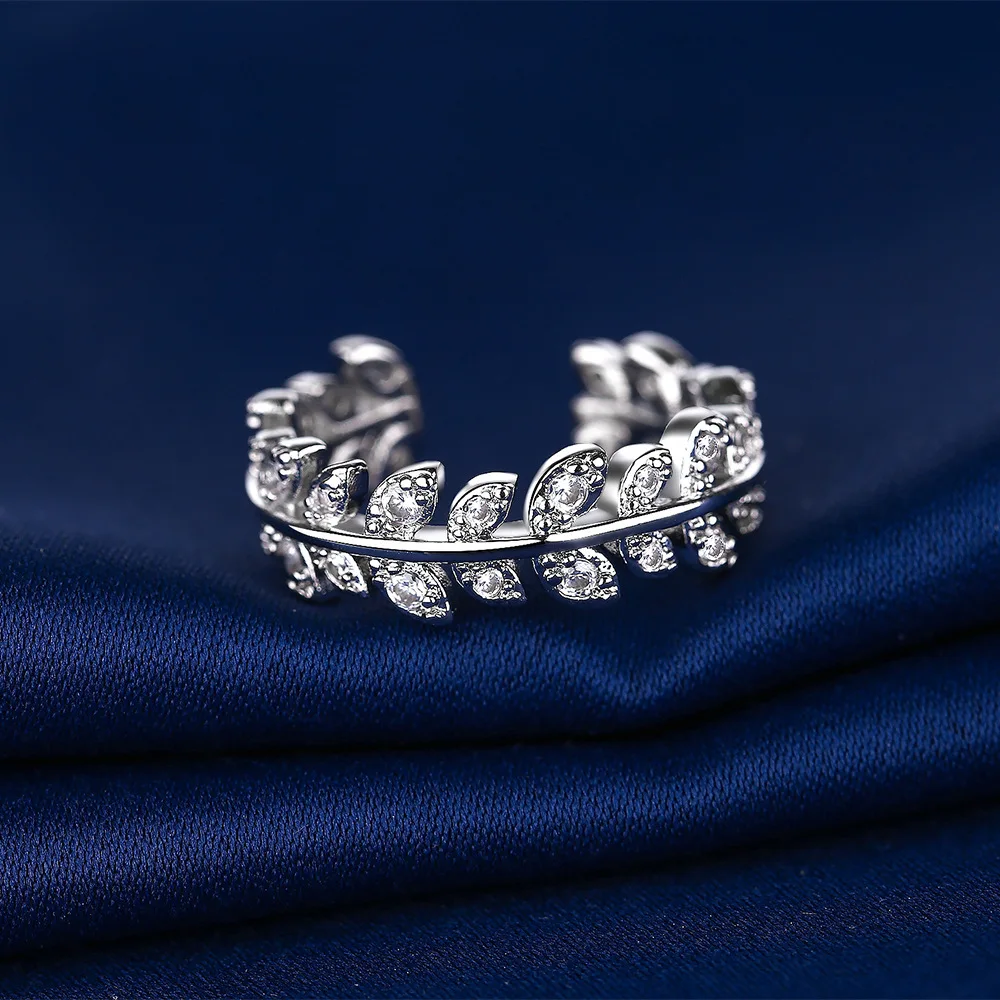 925 Sterling Silver Geometric Cubic Zirconia Stackable Ring for Women Trendy Platinum Plated Brand Party Jewelry Accessories