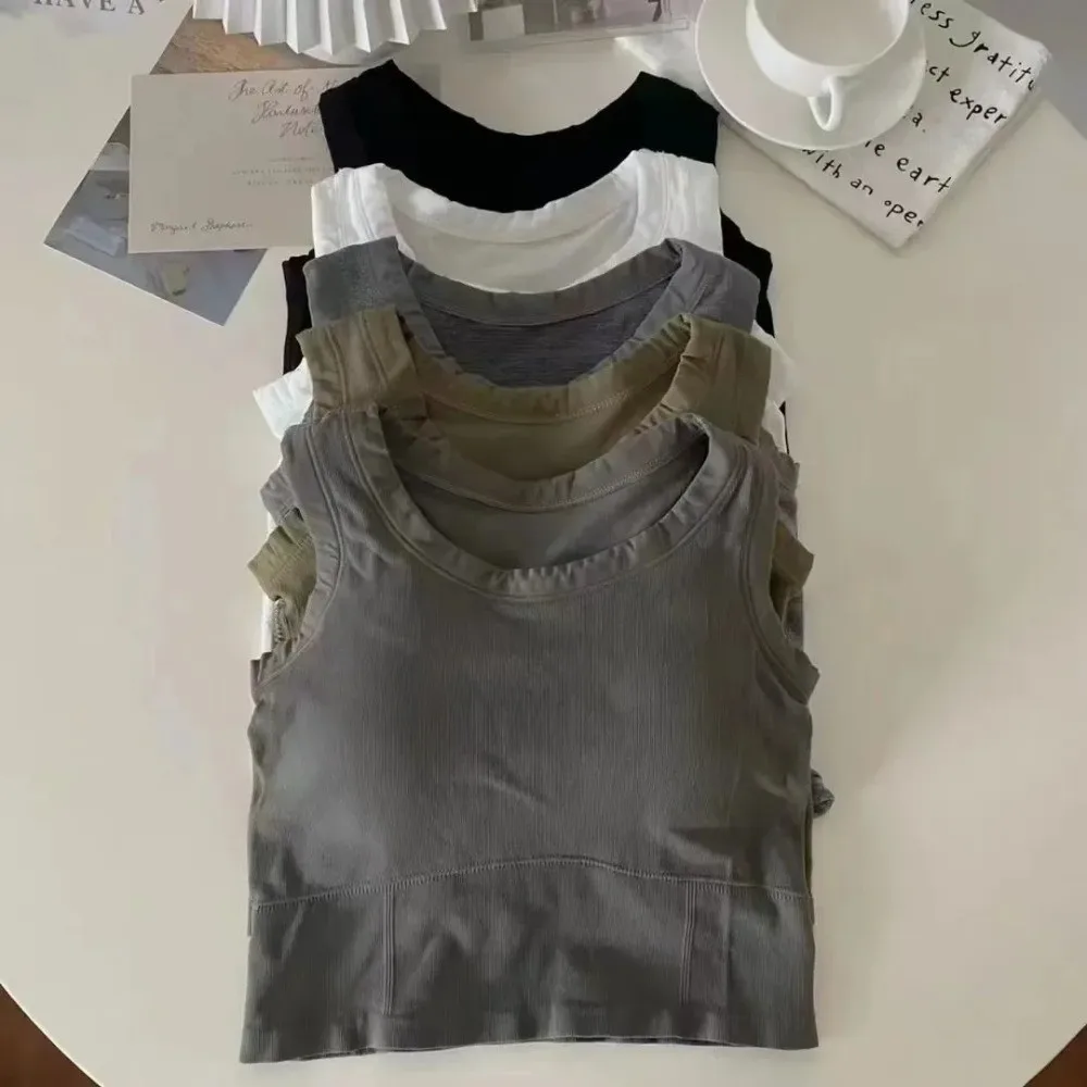 Fashion Breathable Bra Vest U-shaped Top Black White Crop Top Bra with Pad Bra Sleeveless Top Women