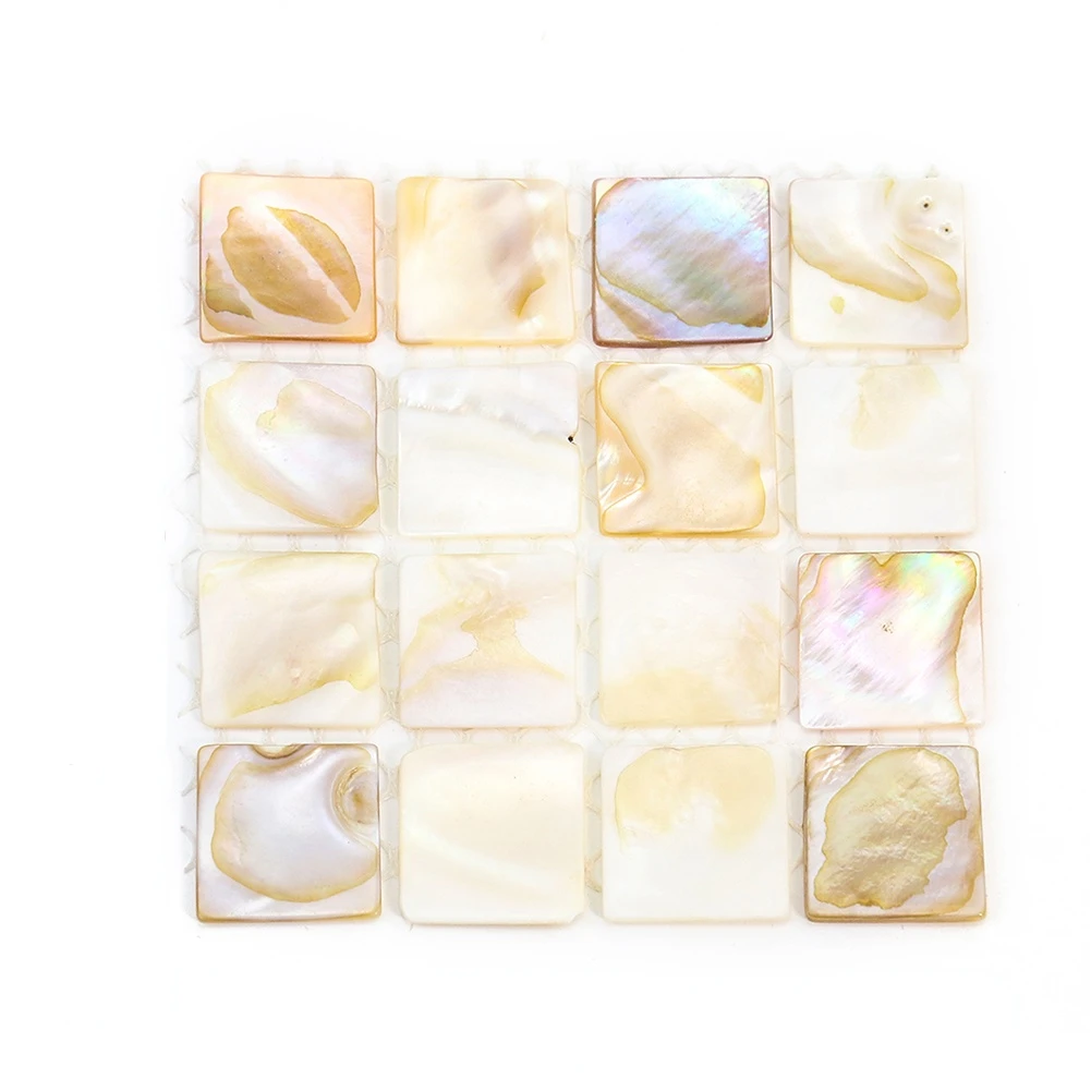 

Natural Mother of Pearl Square Coaster Pad Mosaic Tile Shell Wallpaper Home Table Decor Placemat Photo Props Jewelry Display Mat