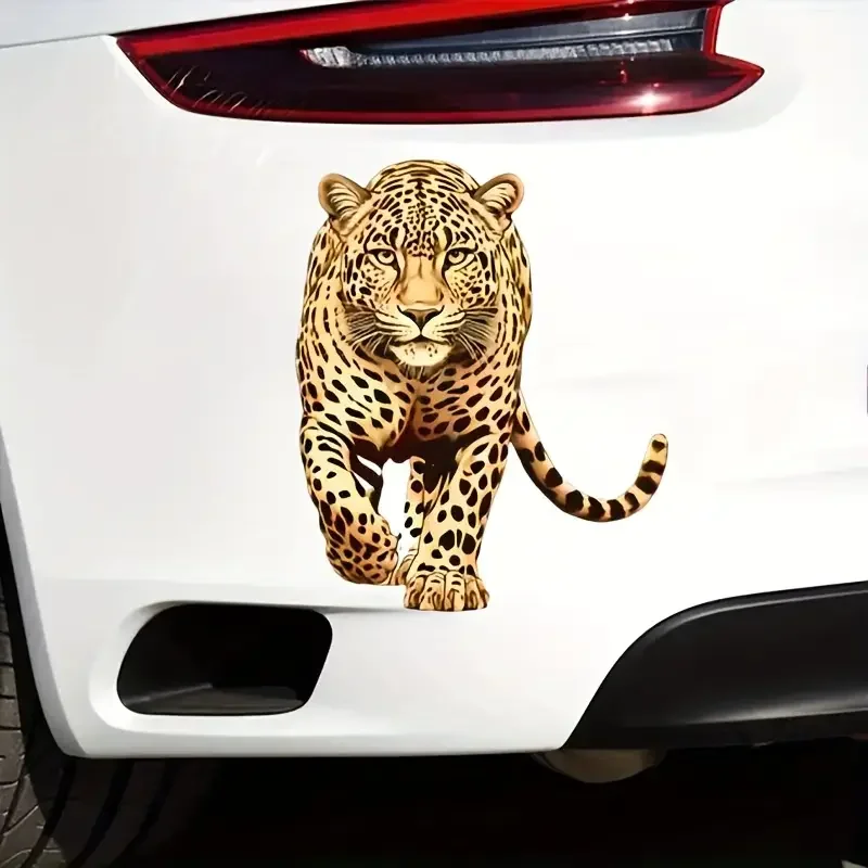 3D Leopard Sticker for Car: Creative Animal Print Decal, Vinyl Material, Self-Adhesive, One-Time Use