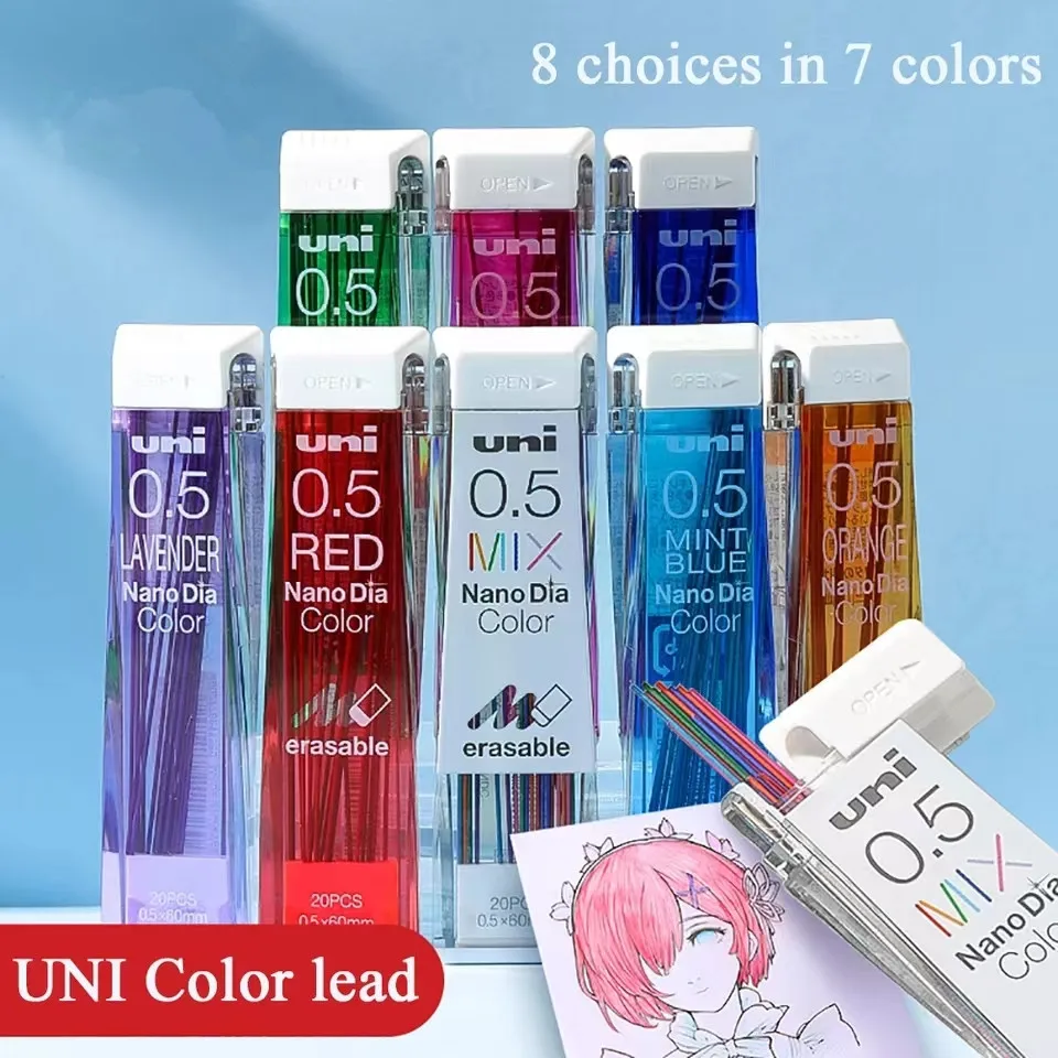 Japan Uni Nano Dia Color 202NDC Color Automatic Pencil Lead non è facile da rompere e senza lasciare segni materiale scolastico da 0.5mm