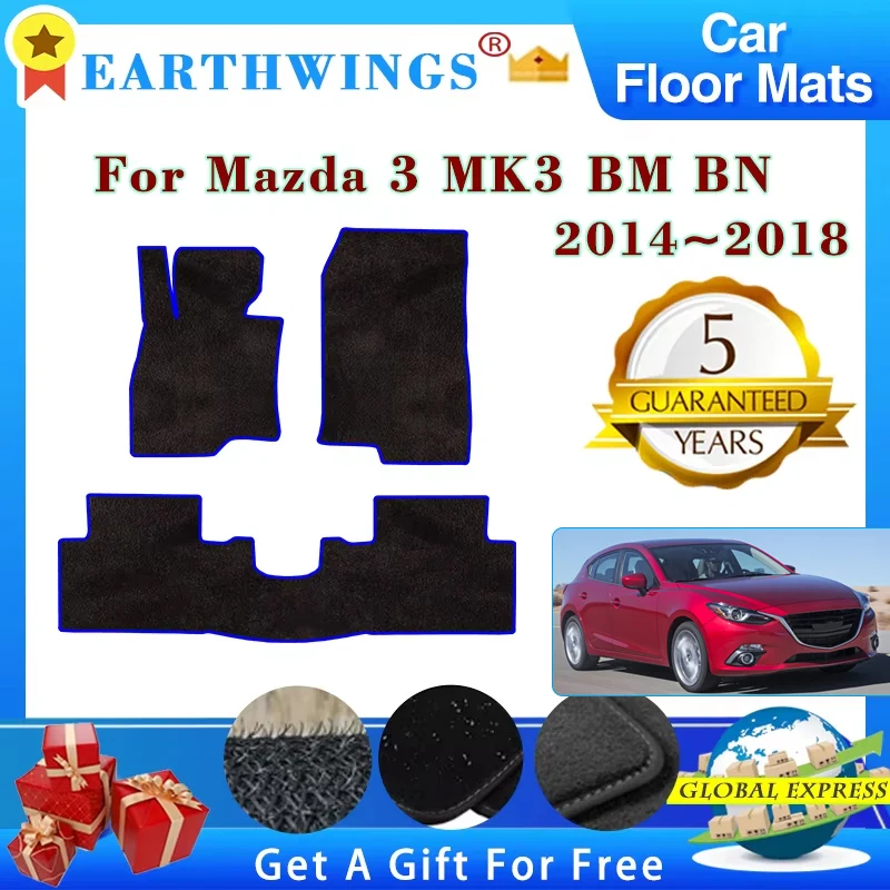 Car Floor Mats For Mazda 3 BM Accessories 2014-2018 Mazda3 BN MK3 Sedan Hatchback Rugs Footpads Carpet Panel Pad Foot Pads Tools