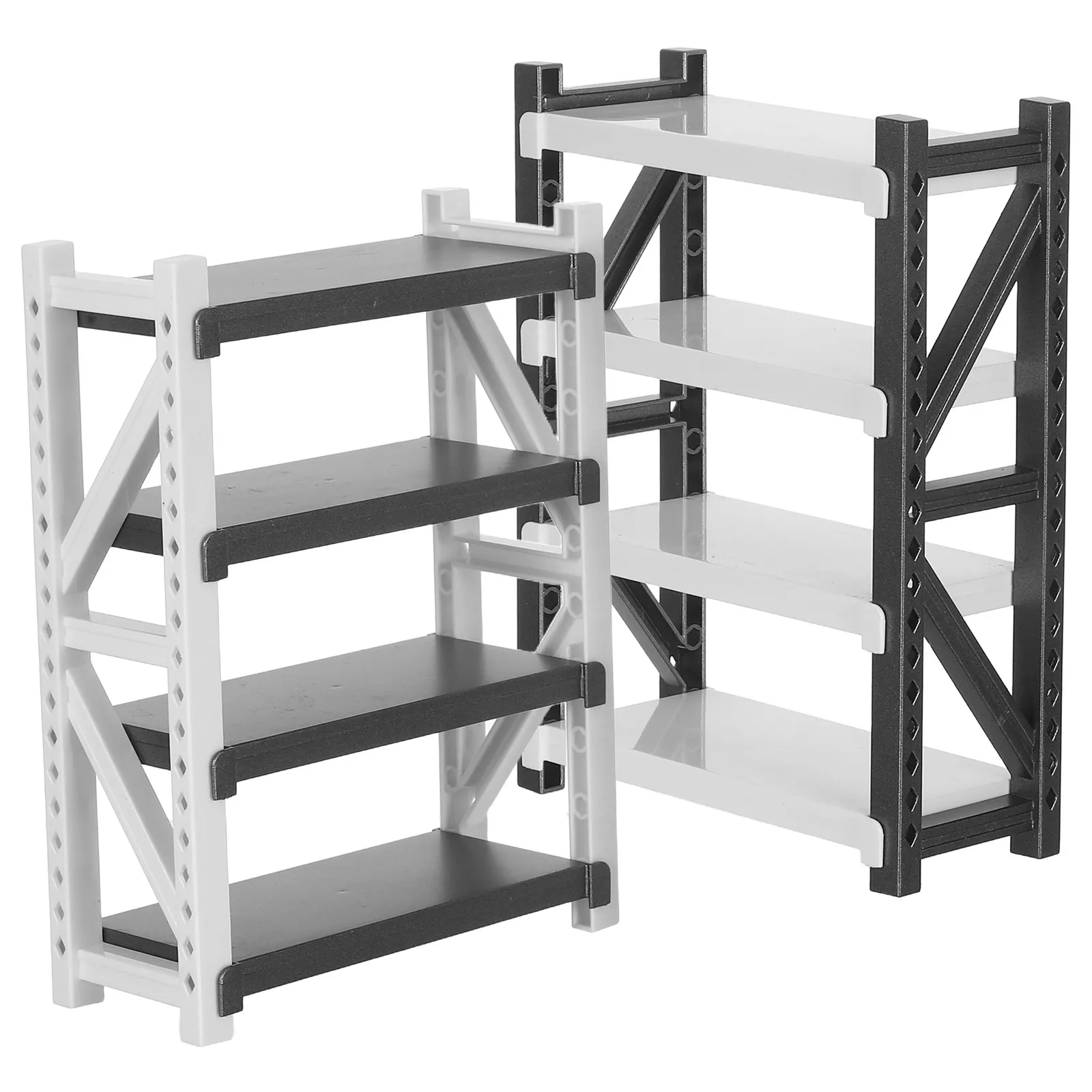 

2Pcs Dollhouse Storage Organizer Miniature Plastic Shelving Unit Multi-Layer Rack Small Display Furniture Kids