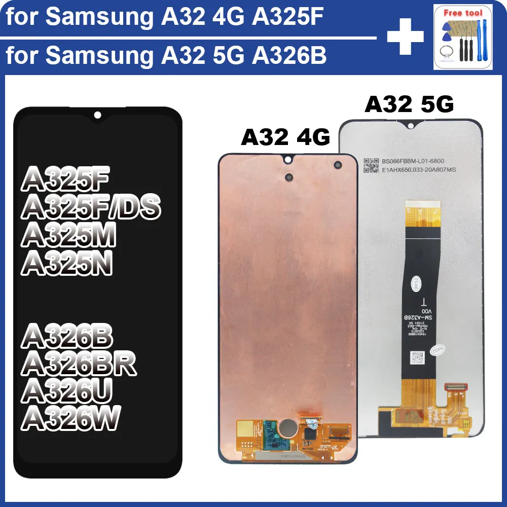 Pop nuevo AMOLED LCD para Samsung Galaxy A32 4G A325F pantalla LCD reemplazo de la pantalla táctil para Samsung A326B A326U LCD táctil Digiti