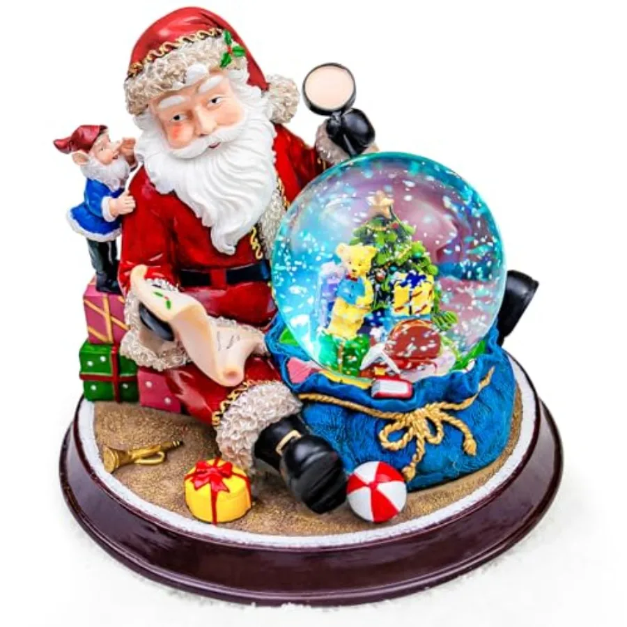 

Santa Claus and Gift Pile Music Snow Globe FigurinesColor Lights and Snowfall Effect Music Box Decoration for Home Plays 8 Clas
