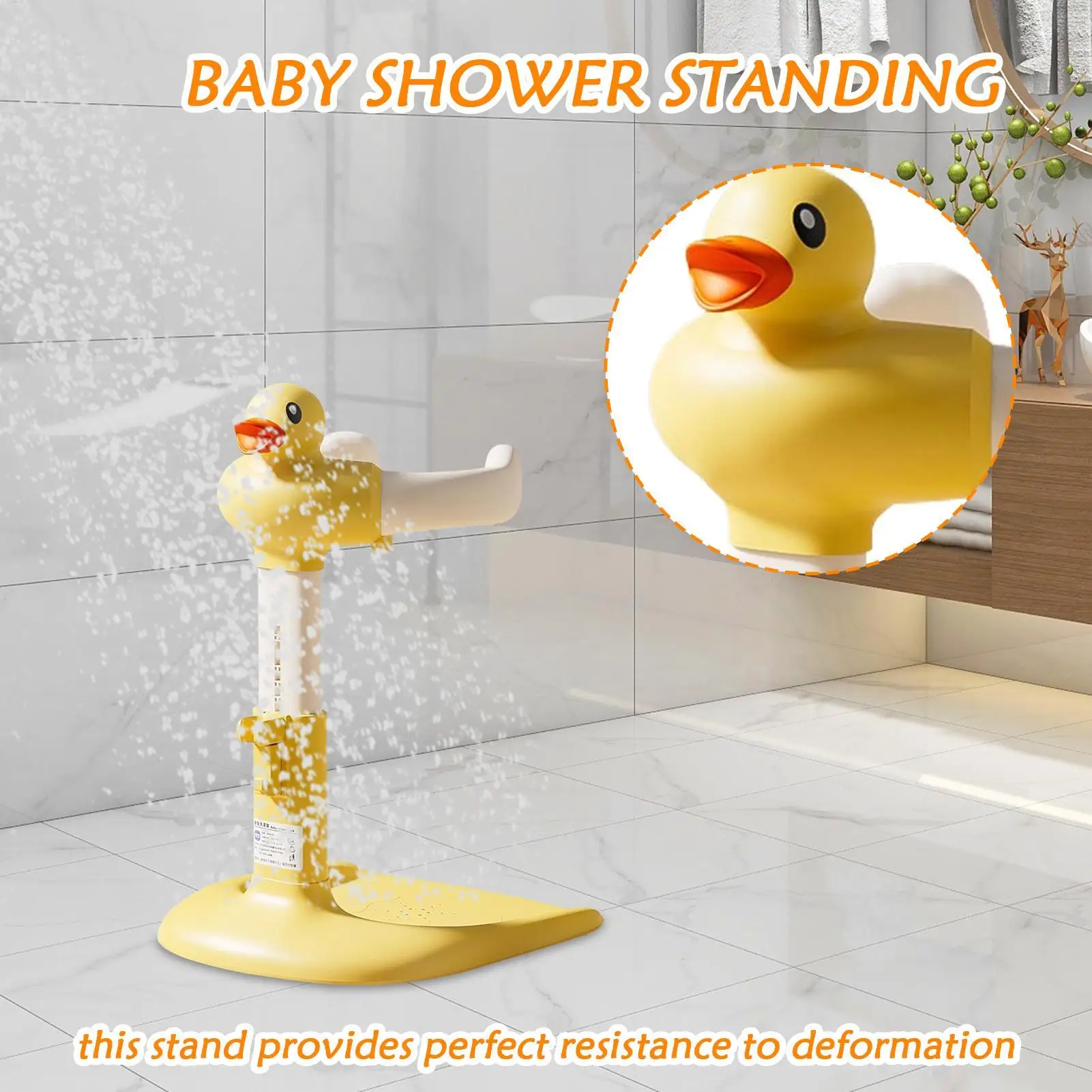Shower Stand For Baby Standing Shower For Babies Portable Non-Slip Bath Stand With Adjustable Height For 6-24 Months Toddler