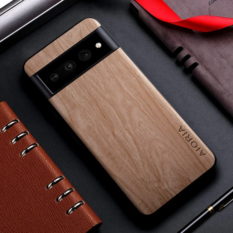 for Google Pixel 9 8 7 Pro 8A 7A 6A 5A XL Case Wood Texture PU Leather Soft Matte Shockproof Cover Anti-fingerprint Shell Funda