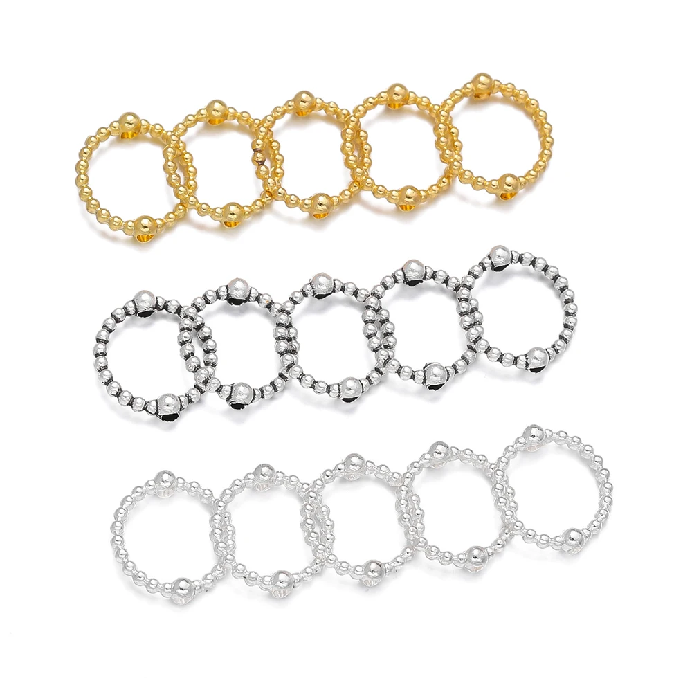 

50pcs/lot Trendy Circle Bead Frames Metal Through Double Hole Bead Frame Connectors DIY Jewelry Making Supplies