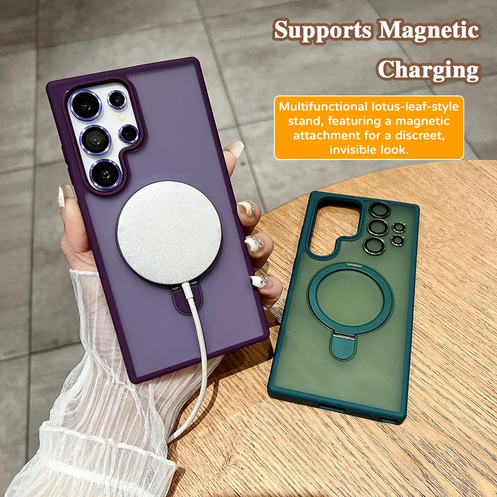 Luxury Hard Phone Case Includes Lens Protector For Samsung S26 Ultra S25 Ultra S24 S26 S25 S24 Plus S26Plus Cover Funda Magnetic