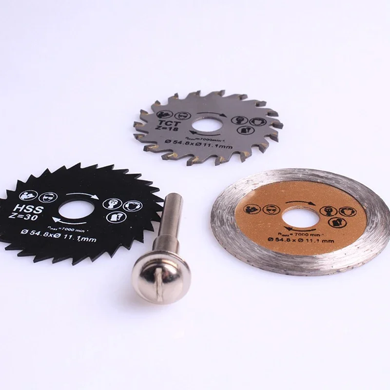 1/3pcs HSS Circular Saw Blades Home DIY Rotary Tool Cutting Disc Out Diameter 54.8mm Mini Parts for Wood Cutting Mandrel