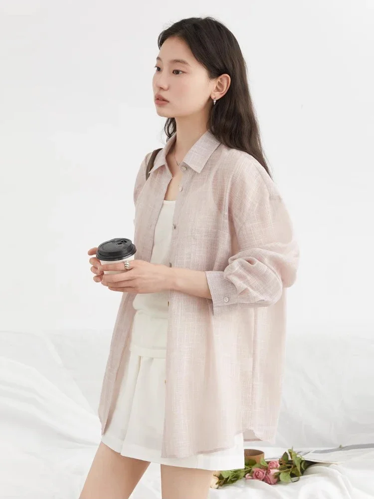 CHIC VEN Nuove donne camicia retrò allentato casual monopetto cappotto a maniche lunghe spacco posteriore sottile camicette femminili estate 2025