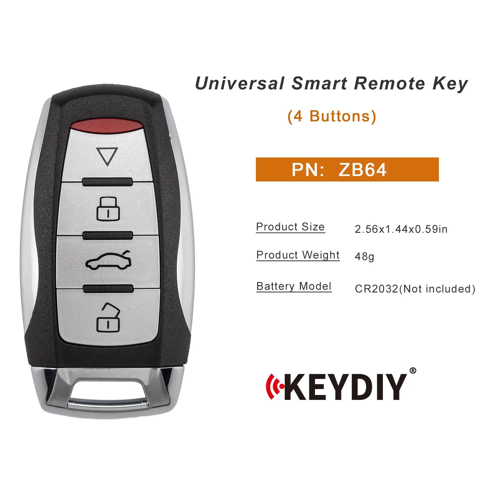KEYDIY KD ZB64 Universal Smart Remote Key 4 Buttons for GWM Great Wall Type Smart Car Key for KD-X2 KD-MAX KD-X4 Key Programmer