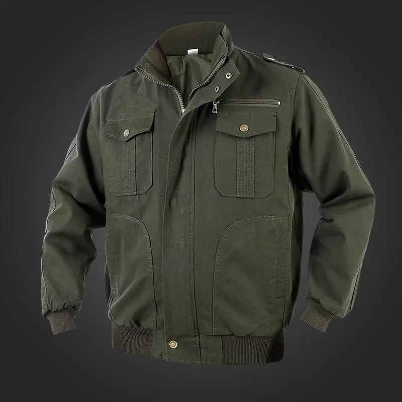 

Outdoor Durable Army Thick Men's Jackets Turn-Down Collar and Single Breasted Casual Wear and Mechanics Cargo Canvas Jackets